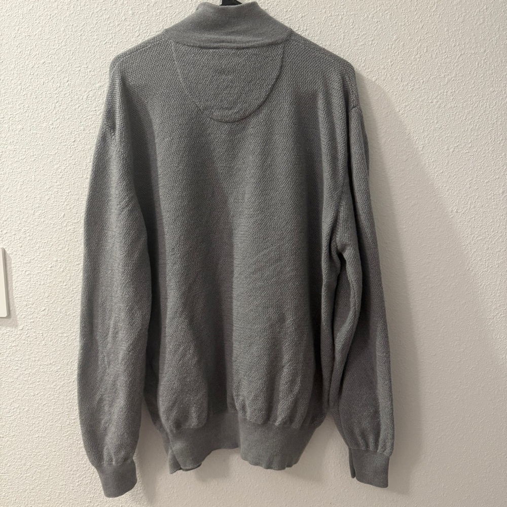 Allen Edmonds Merino Wool 1/4 Zip Sweater Gray XL 2XL Made in Italy Waffle Knit - Picture 7 of 13